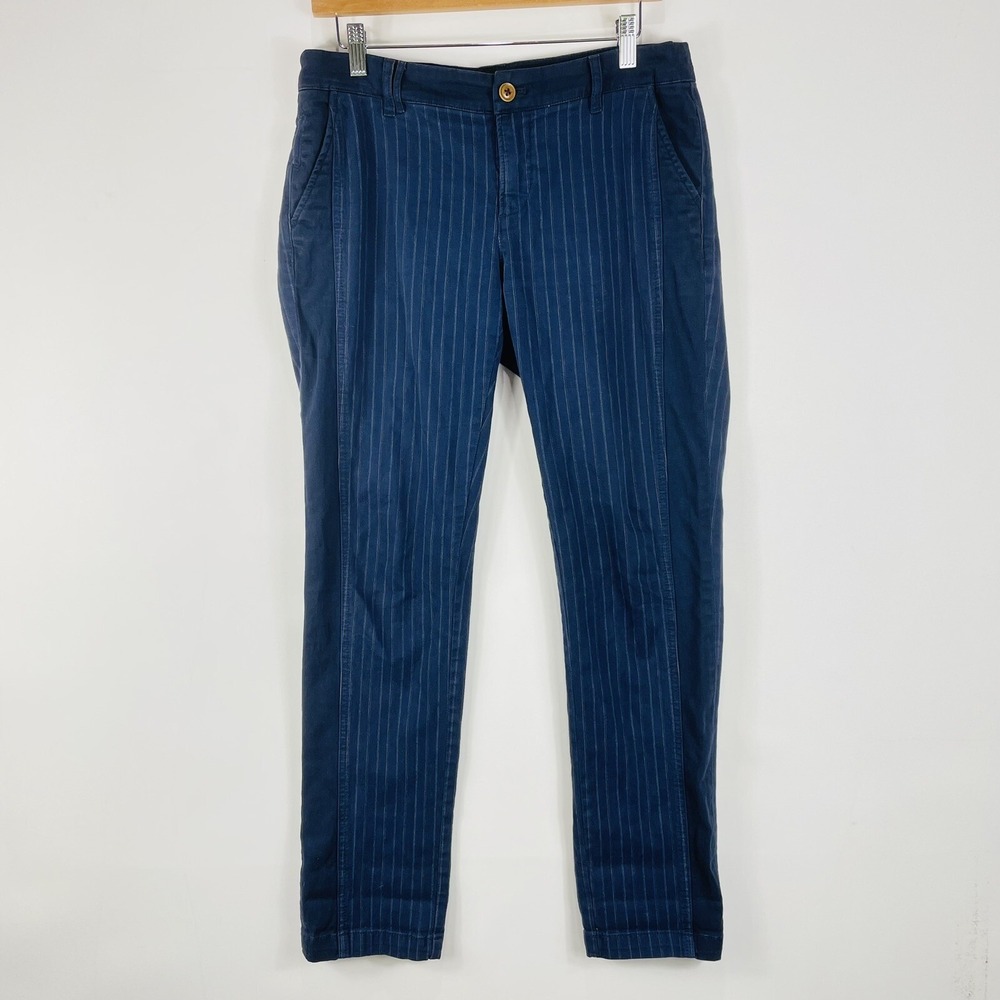 Pilcro Women‎ 28 Pants Navy Blue Pinstripe Chino Flat Front Preppy Academic